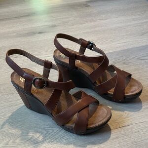 Dansko Dark Brown Strappy Wedge Sandals